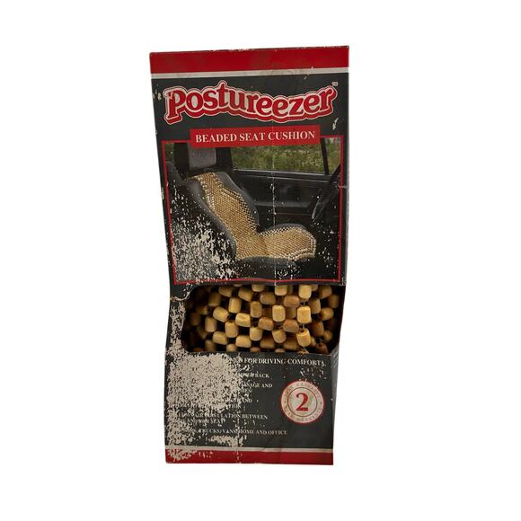 Vintage Orig postureezer Wooden Beaded Massage Chair Car Seat Cover Nwt - Picture 1 of 7